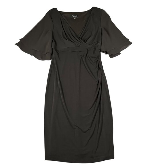 Connected Apparel Womens 6P V-Neck Pullover Flutter Sleeve Little Black Dress - Picture 1 of 10